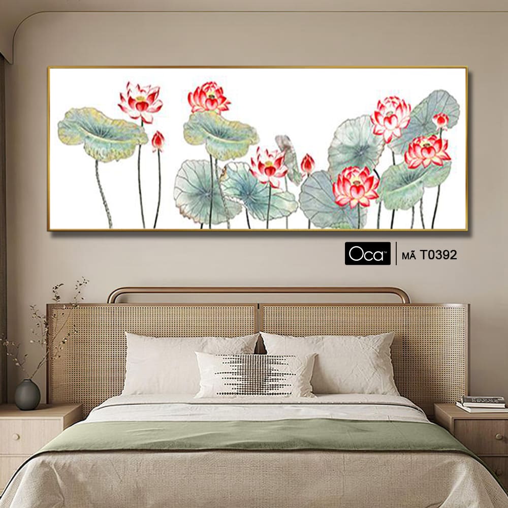 Hoa sen hồng | Tranh KHUNG NHÔM cao cấp | Treo phòng ngủ | Mã T0392 | Oca - Ảnh 2