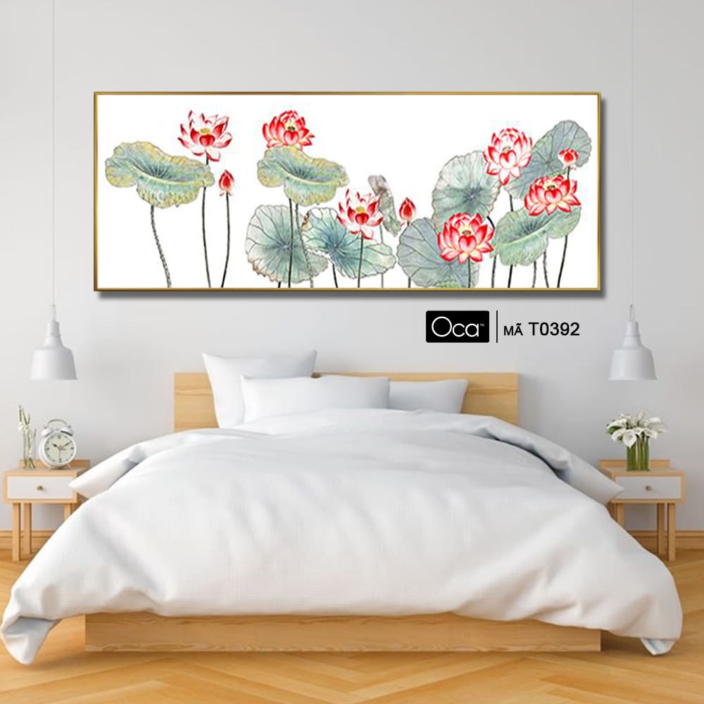 Hoa sen hồng | Tranh KHUNG NHÔM cao cấp | Treo phòng ngủ | Mã T0392 | Oca - Ảnh 4