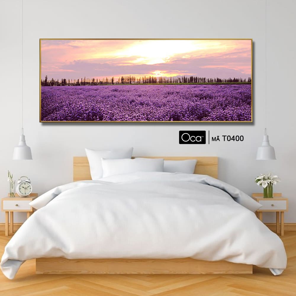 Cánh đồng hoa lavender | Tranh KHUNG NHÔM cao cấp | Treo phòng ngủ | Mã T0400 | OCa - Ảnh 3