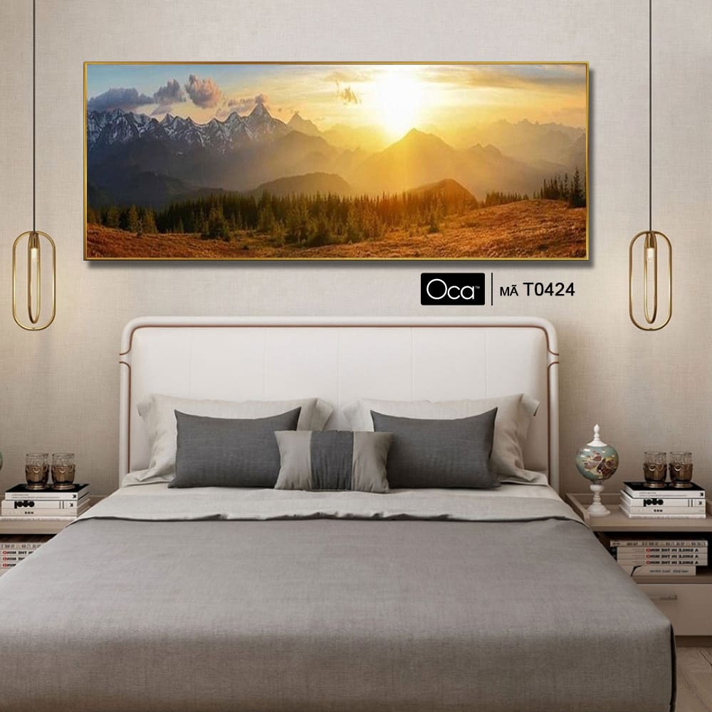 Phong cảnh bình minh trên núi | Tranh treo phòng ngủ | Mã T0424 | Oca - Ảnh 4