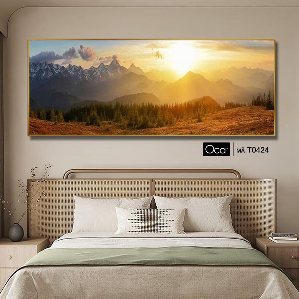 Phong cảnh bình minh trên núi | Tranh treo phòng ngủ | Mã T0424 | Oca - Ảnh 2