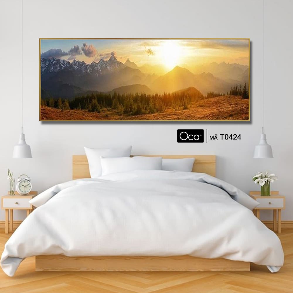 Phong cảnh bình minh trên núi | Tranh treo phòng ngủ | Mã T0424 | Oca - Ảnh 3