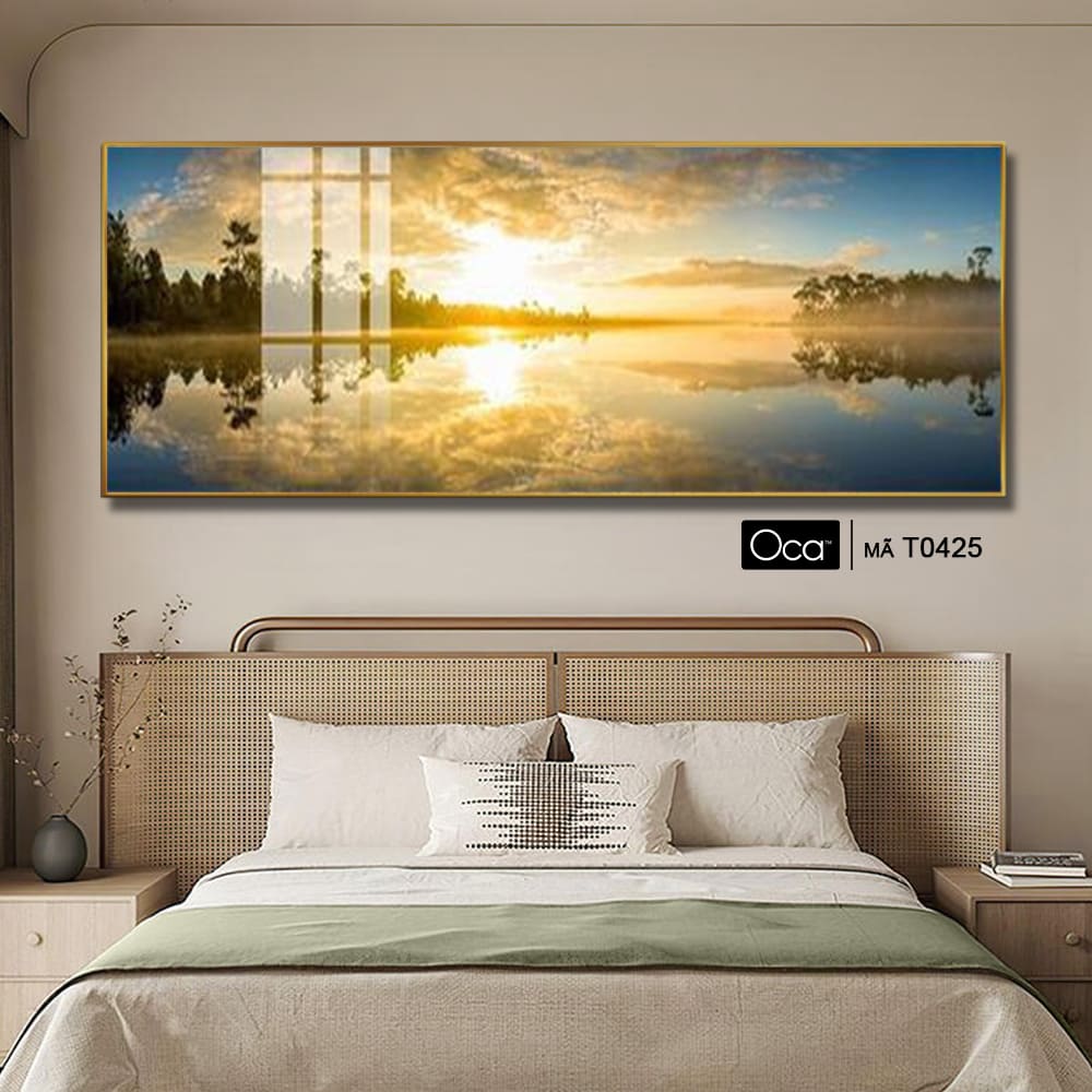 Hoàng hôn trên mặt hồ | Tranh treo phòng ngủ | Mã T0425 | Oca - Ảnh 3