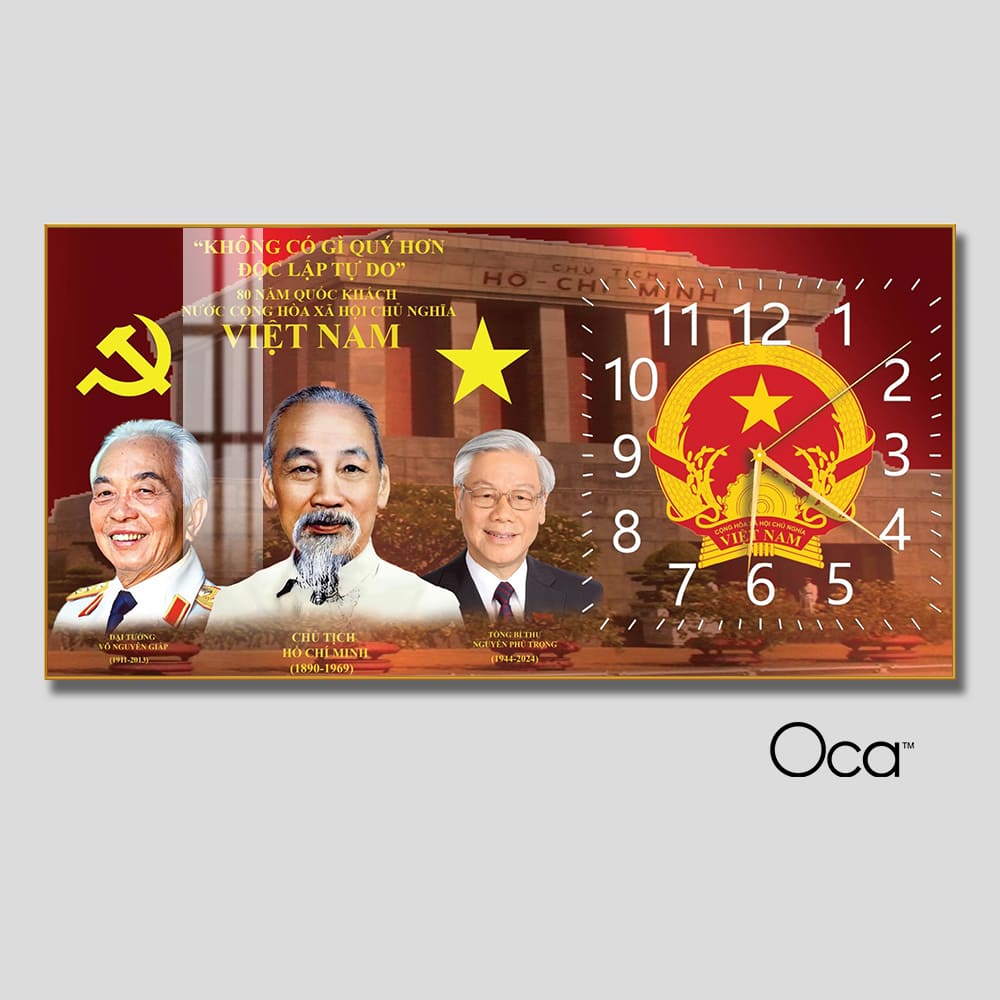 Đồng hồ Bác Hồ – Bác Giáp – Bác Trọng | Mã D0076 | Xưởng sản xuất Oca
