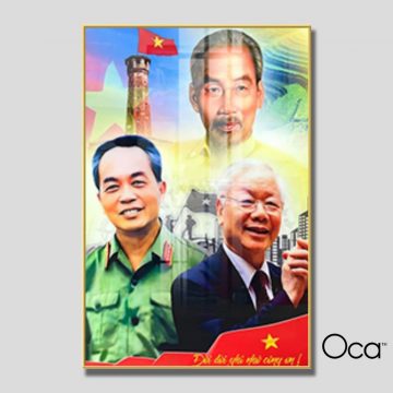 Tấm tranh Bác Hồ - Bác Giáp - Bác Trọng | Khung hợp kim cao cấp | Mã T0463 | Oca
