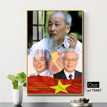 Alternative view of Tấm tranh Bác Hồ - Bác Giáp - Bác Trọng | Khung hợp kim cao cấp | Mã T0467 | Oca