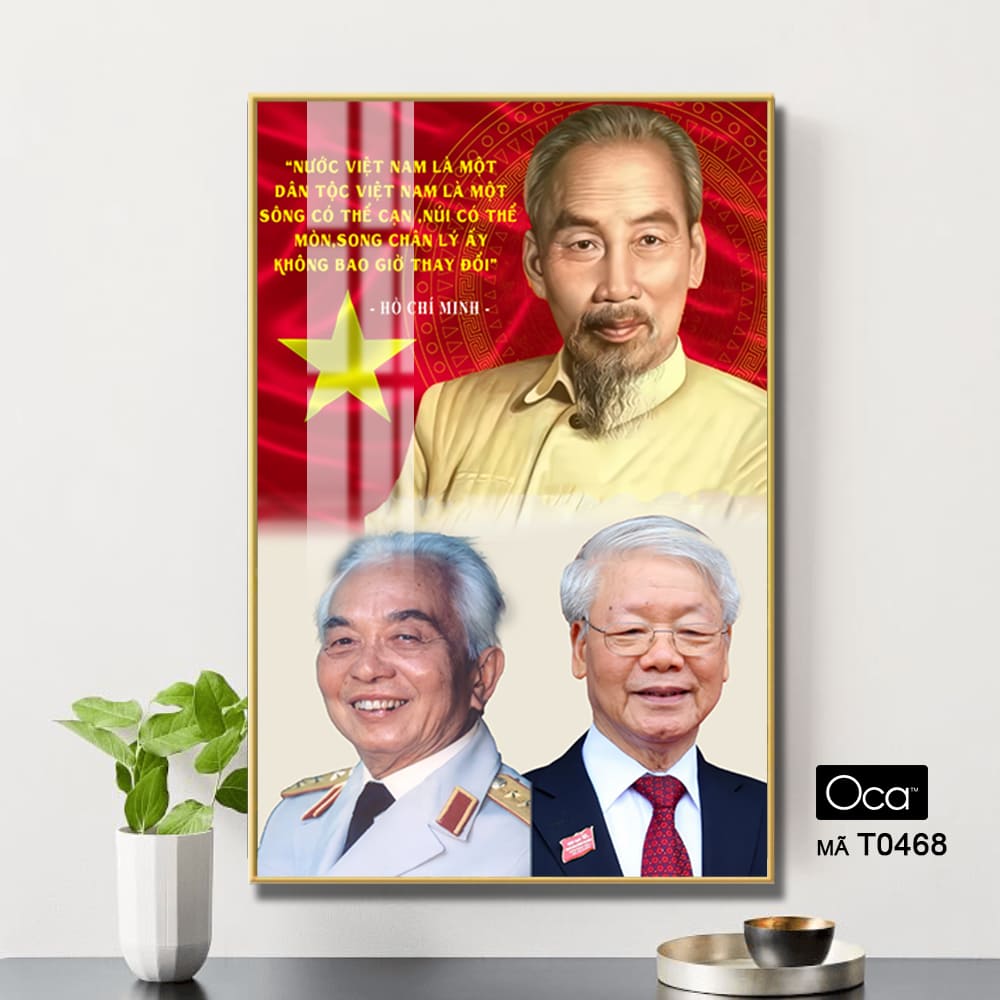 Tấm tranh Bác Hồ - Bác Giáp - Bác Trọng | Khung hợp kim cao cấp | Mã T0468 | Oca - Ảnh 4