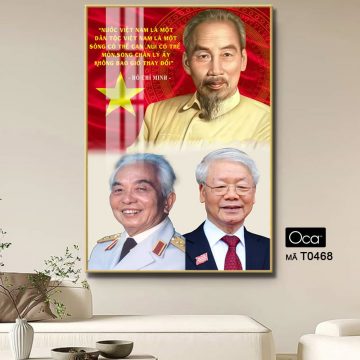 Alternative view of Tấm tranh Bác Hồ - Bác Giáp - Bác Trọng | Khung hợp kim cao cấp | Mã T0468 | Oca