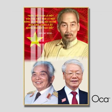 Tấm tranh Bác Hồ - Bác Giáp - Bác Trọng | Khung hợp kim cao cấp | Mã T0468 | Oca