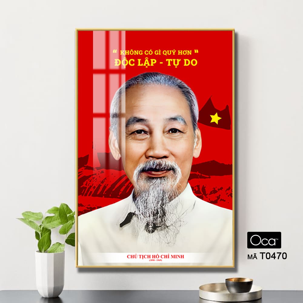 Tranh chân dung Chủ tịch Hồ Chí Minh | Khung hợp kim cao cấp | Mã T0470 | Oca - Ảnh 4