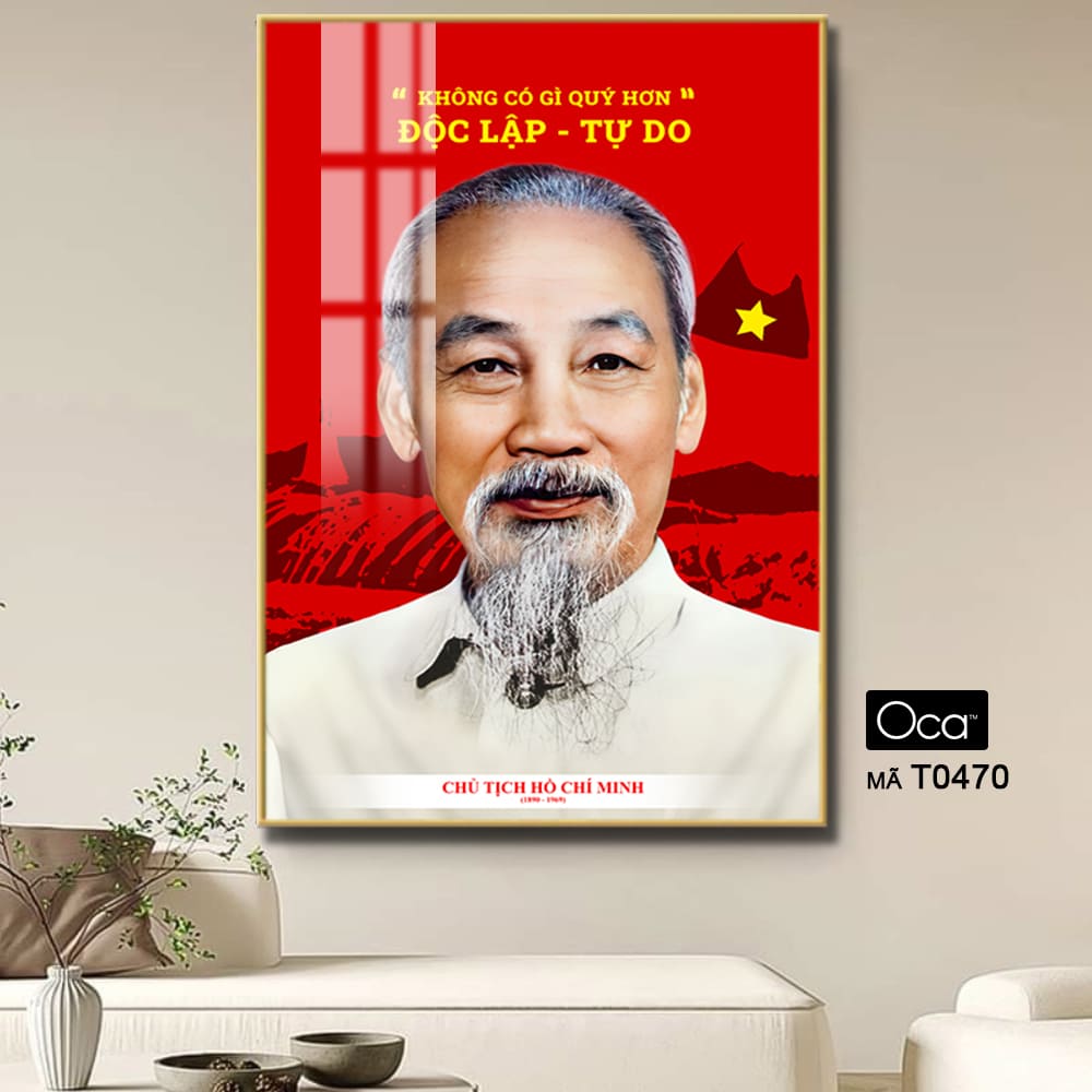 Tranh chân dung Chủ tịch Hồ Chí Minh | Khung hợp kim cao cấp | Mã T0470 | Oca - Ảnh 3