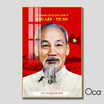 Tranh chân dung Chủ tịch Hồ Chí Minh | Khung hợp kim cao cấp | Mã T0470 | Oca