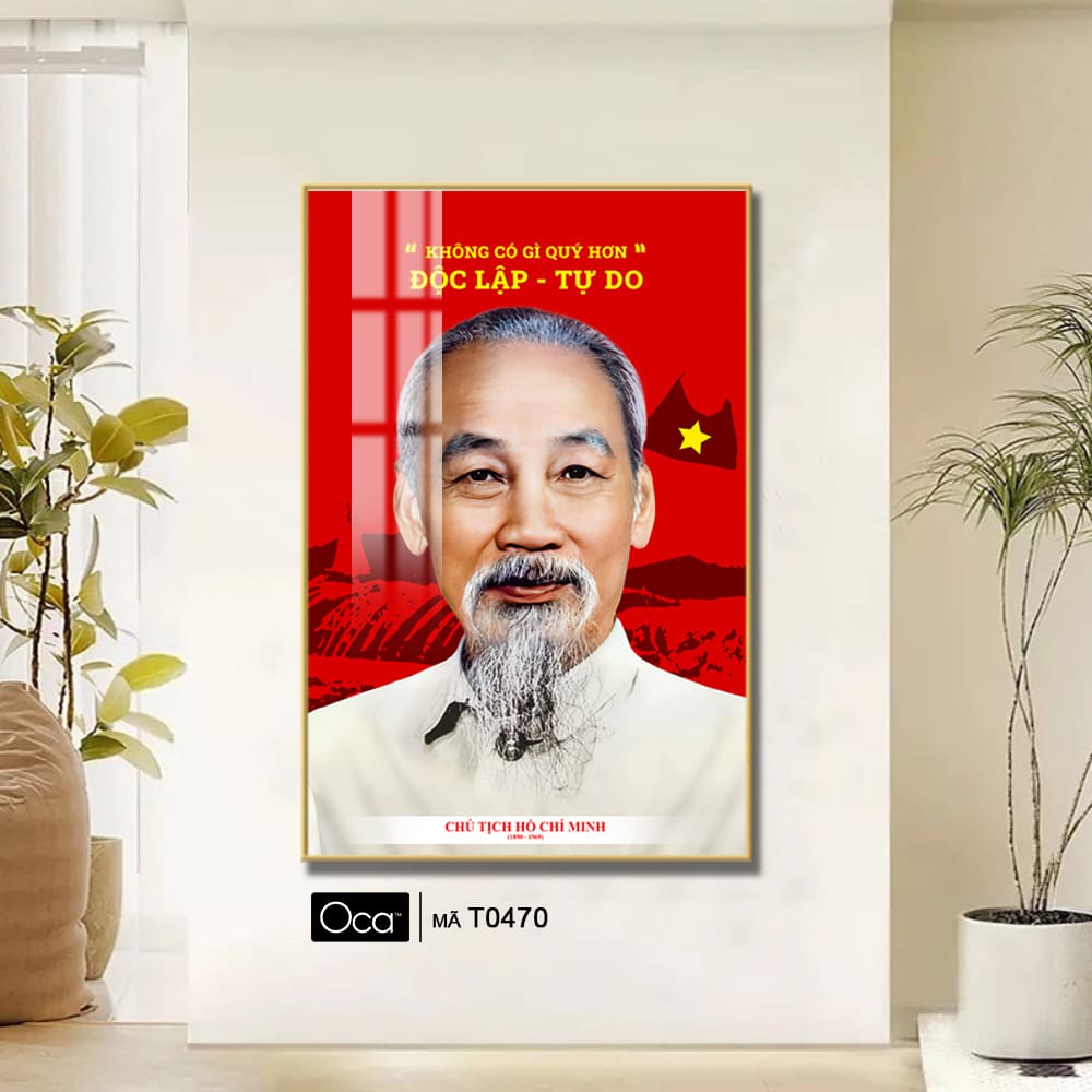 Tranh chân dung Chủ tịch Hồ Chí Minh | Khung hợp kim cao cấp | Mã T0470 | Oca - Ảnh 2