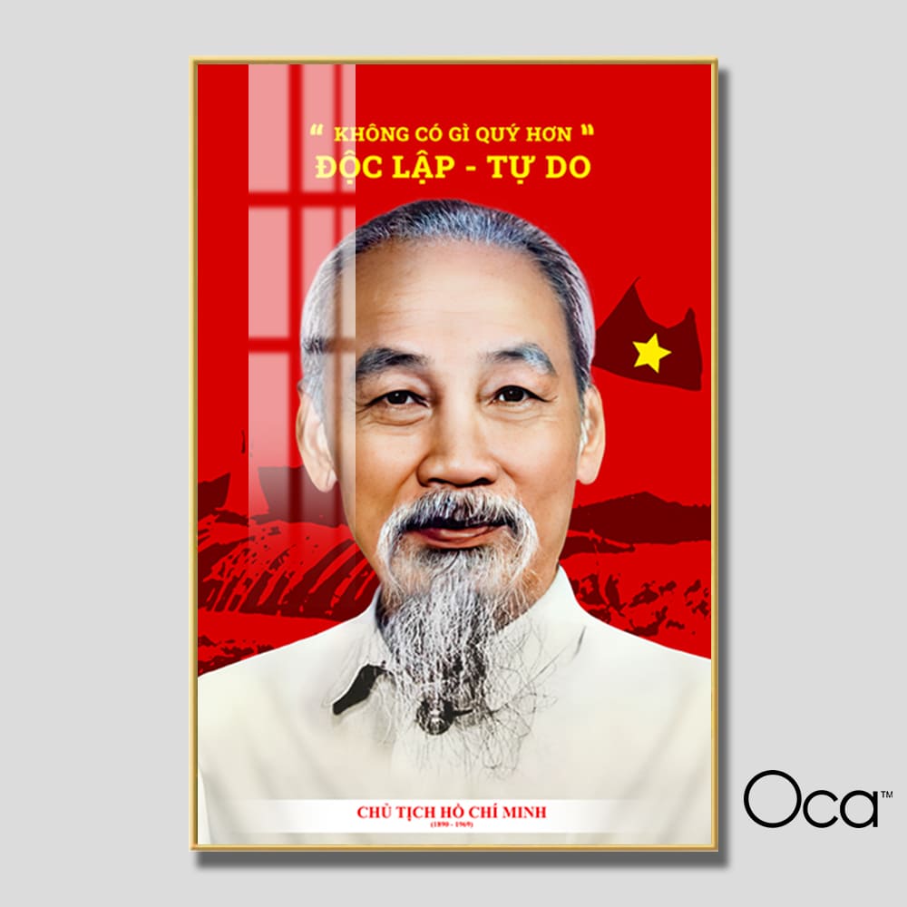 Tranh chân dung Chủ tịch Hồ Chí Minh | Khung hợp kim cao cấp | Mã T0470 | Oca