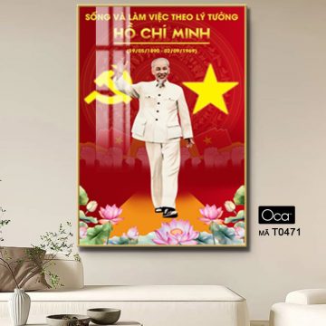 Alternative view of Bức Tranh Chủ tịch Hồ Chí Minh | Khung hợp kim cao cấp | Mã T0471 | Oca