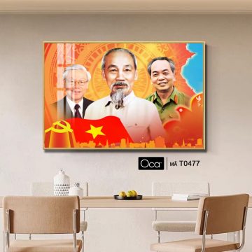 Alternative view of Tấm tranh Bác Hồ - Bác Giáp - Bác Trọng | Khung hợp kim cao cấp | Mã T0477 | Oca