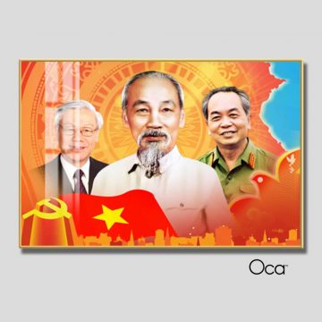 Tấm tranh Bác Hồ - Bác Giáp - Bác Trọng | Khung hợp kim cao cấp | Mã T0477 | Oca