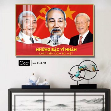 Alternative view of Tấm tranh Bác Hồ - Bác Giáp - Bác Trọng | Khung hợp kim cao cấp | Mã T0479 | Oca