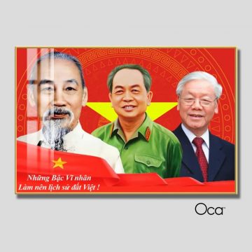 Tấm tranh Bác Hồ - Bác Giáp - Bác Trọng | Khung hợp kim cao cấp | Mã T0480 | Oca