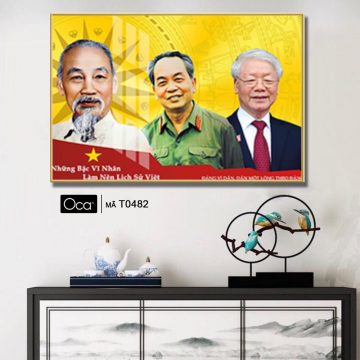 Alternative view of Tấm tranh Bác Hồ - Bác Giáp - Bác Trọng | Khung hợp kim cao cấp | Mã T0482 | Oca