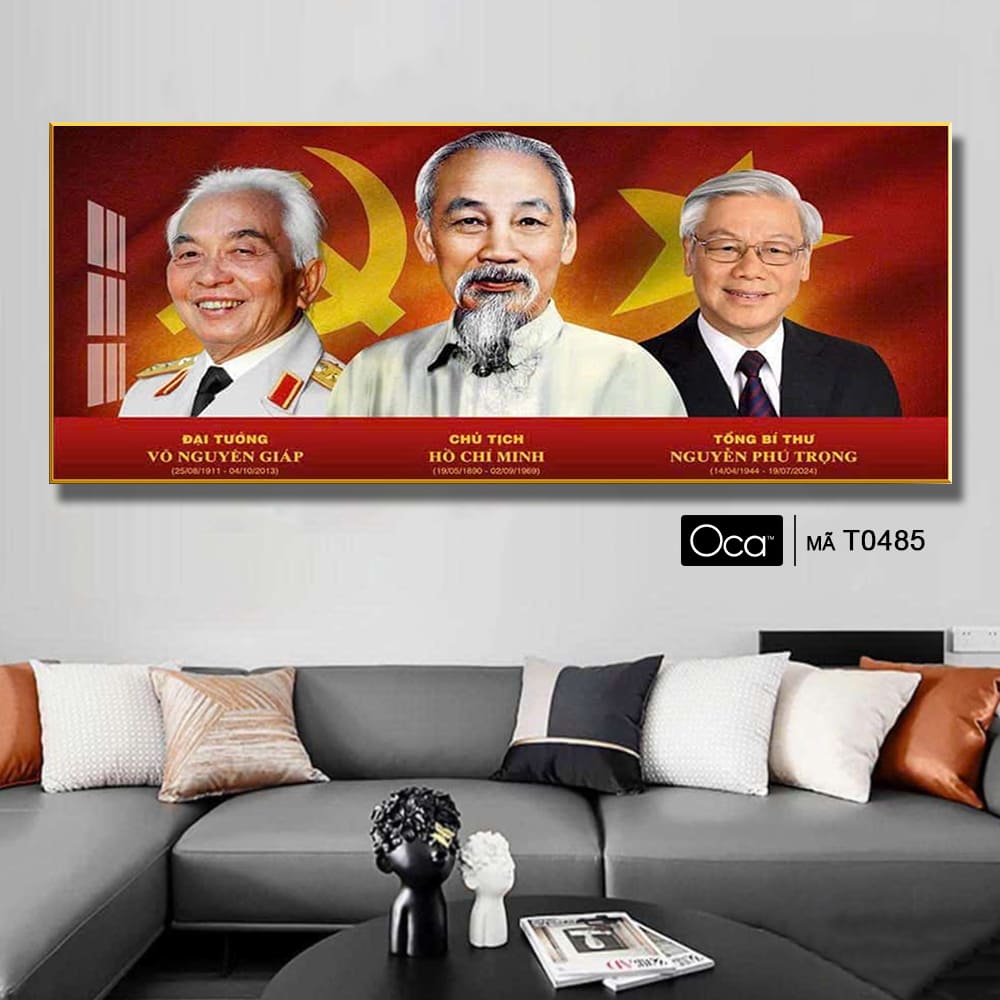Tấm tranh Bác Hồ - Bác Giáp - Bác Trọng | Khung hợp kim cao cấp | Mã T0485 | Oca - Ảnh 4