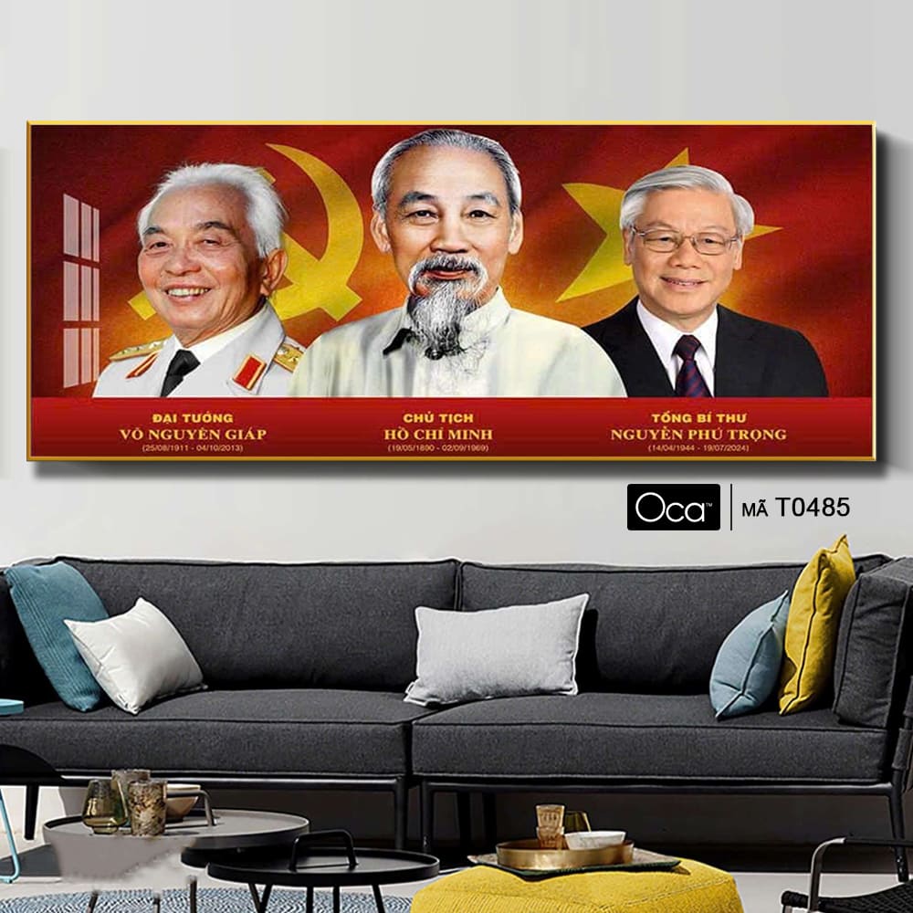 Tấm tranh Bác Hồ - Bác Giáp - Bác Trọng | Khung hợp kim cao cấp | Mã T0485 | Oca - Ảnh 2