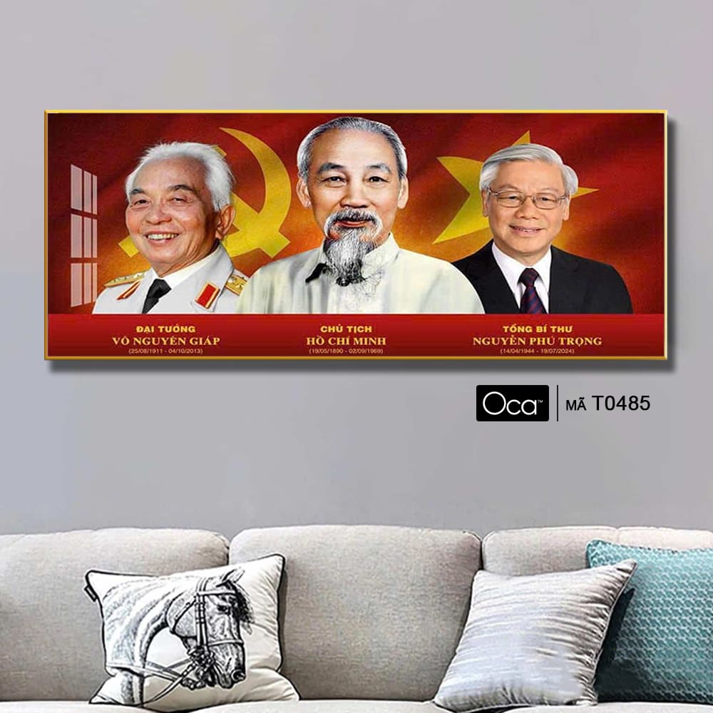 Tấm tranh Bác Hồ - Bác Giáp - Bác Trọng | Khung hợp kim cao cấp | Mã T0485 | Oca - Ảnh 3