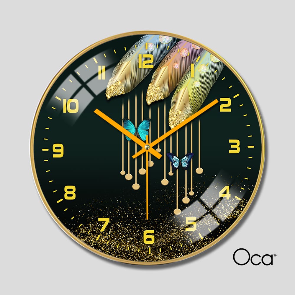 Đồng hồ lông vũ nghệ thuật | Tráng gương | Mã D0006 | Oca