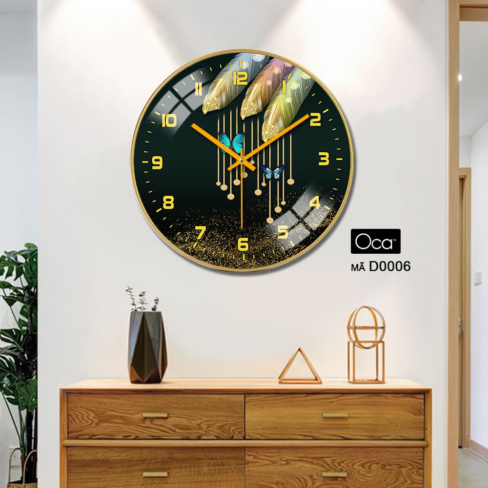 Đồng hồ lông vũ nghệ thuật | Tráng gương | Mã D0006 | Oca - Ảnh 3