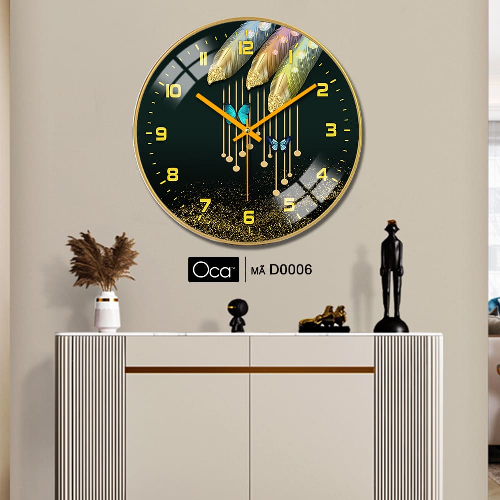 Đồng hồ lông vũ nghệ thuật | Tráng gương | Mã D0006 | Oca - Ảnh 2