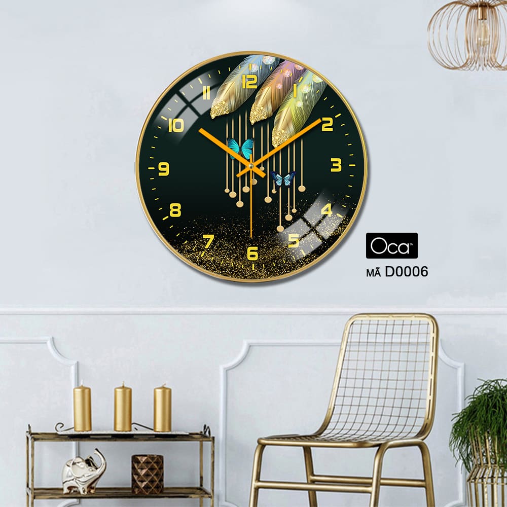 Đồng hồ lông vũ nghệ thuật | Tráng gương | Mã D0006 | Oca - Ảnh 4