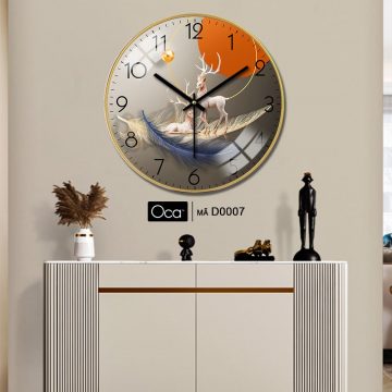 Alternative view of Đồng hồ đôi hươu tài lộc | Tráng gương | Mã D0007 | Oca