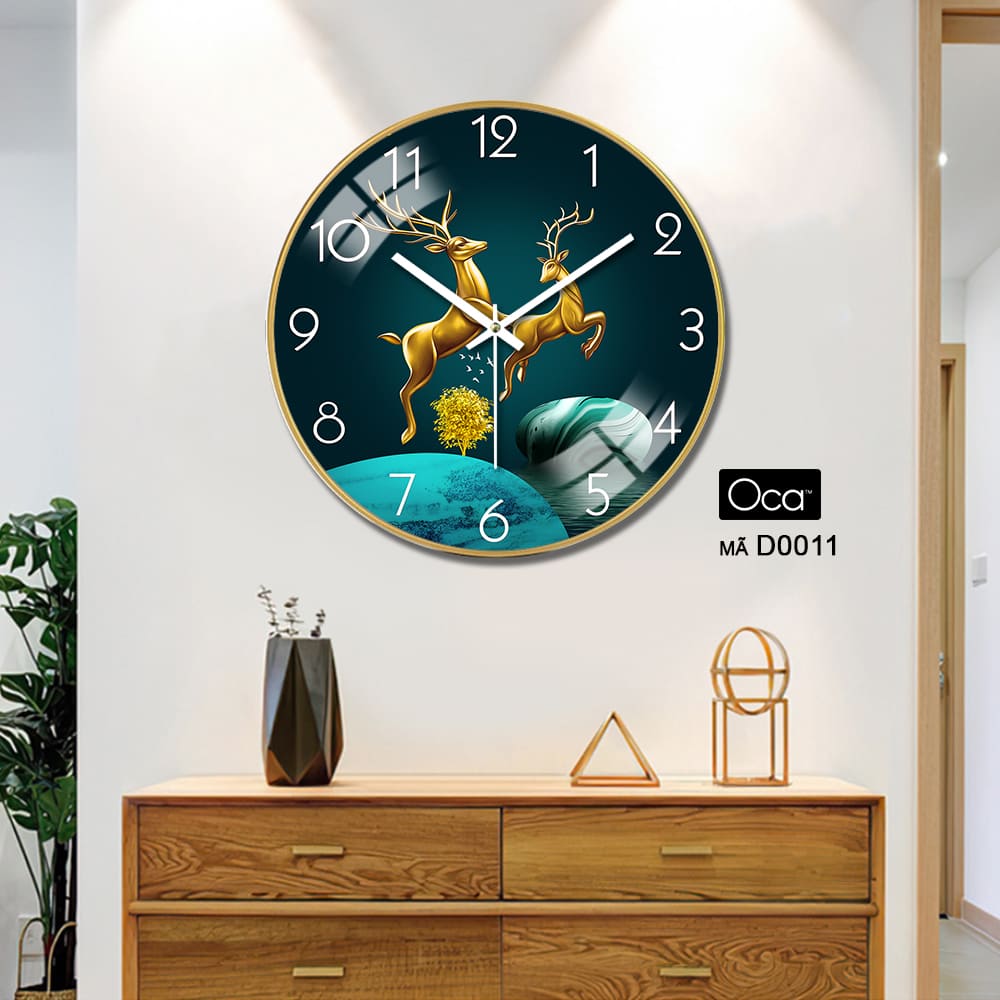 Đồng hồ đôi hươu vượng tài | Tráng gương | Mã D0011 | OCa - Ảnh 3